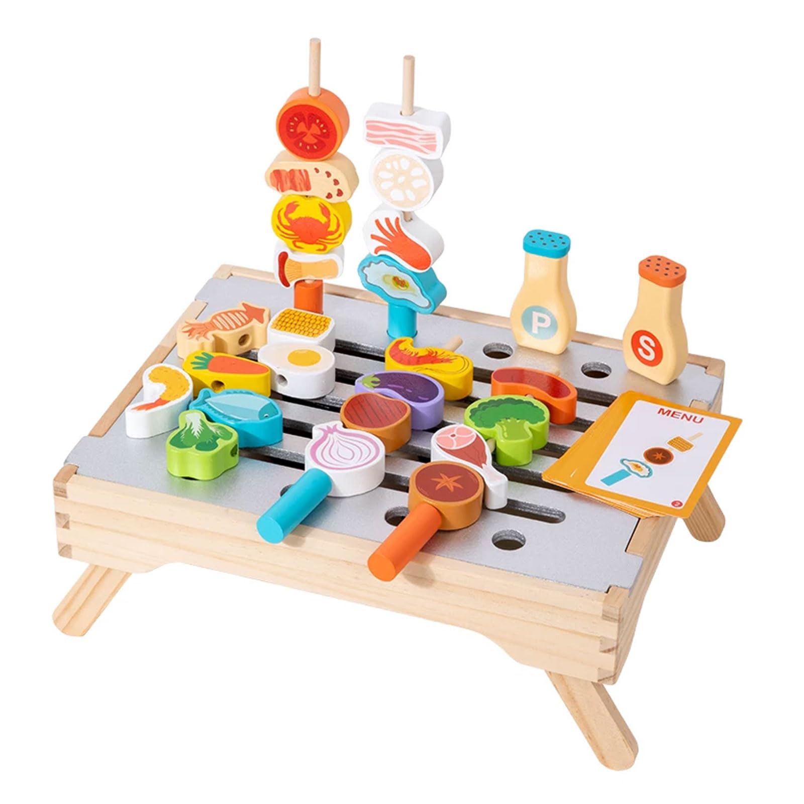 Ensemble de Jeu de rôle Montessori en Bois Grillade BBQ