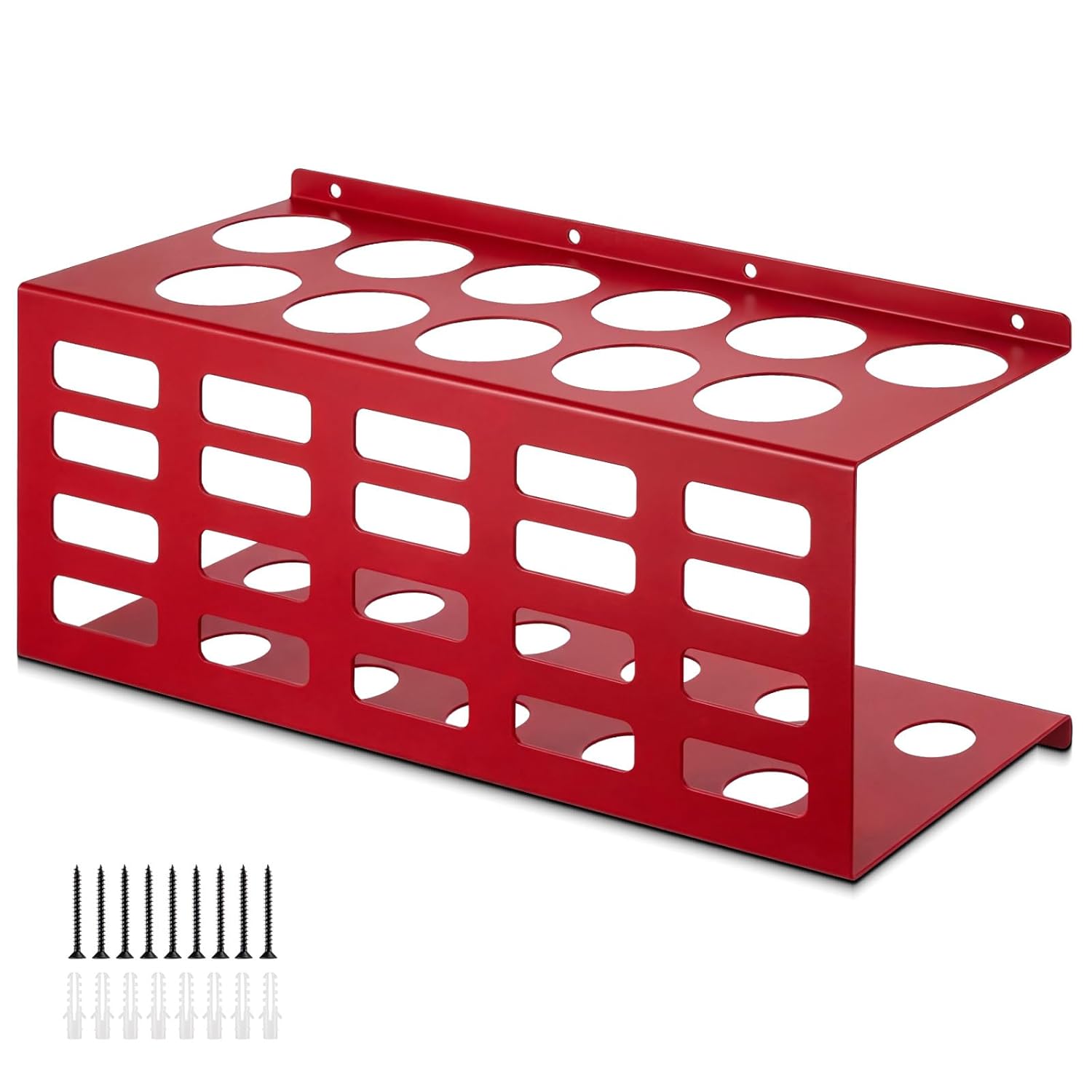 2 Pcs Caulking Tube Holder 15.7 x 6.3 x 6 Inch Metal Chalk Sealant Storage Rack Wall Mount Caulking Tube Organizer Tool Holds 11 Tubes for Workshop Shop Garage (Black)