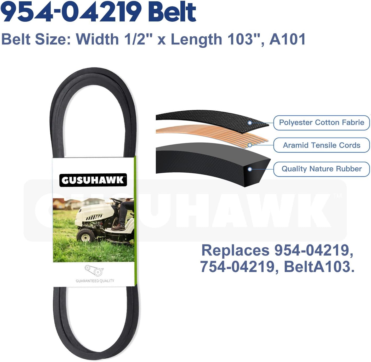 2 Pack Greased 918-06989 Spindle Assembly with 954-04219 V-Belt for Craftsman T150, T1700, T1500, T1600, Troy Bilt Bronco 46 Auto, Bronco 46k, Horse 46 Hydro, Horse Xp, TB46 Hydro Tractors