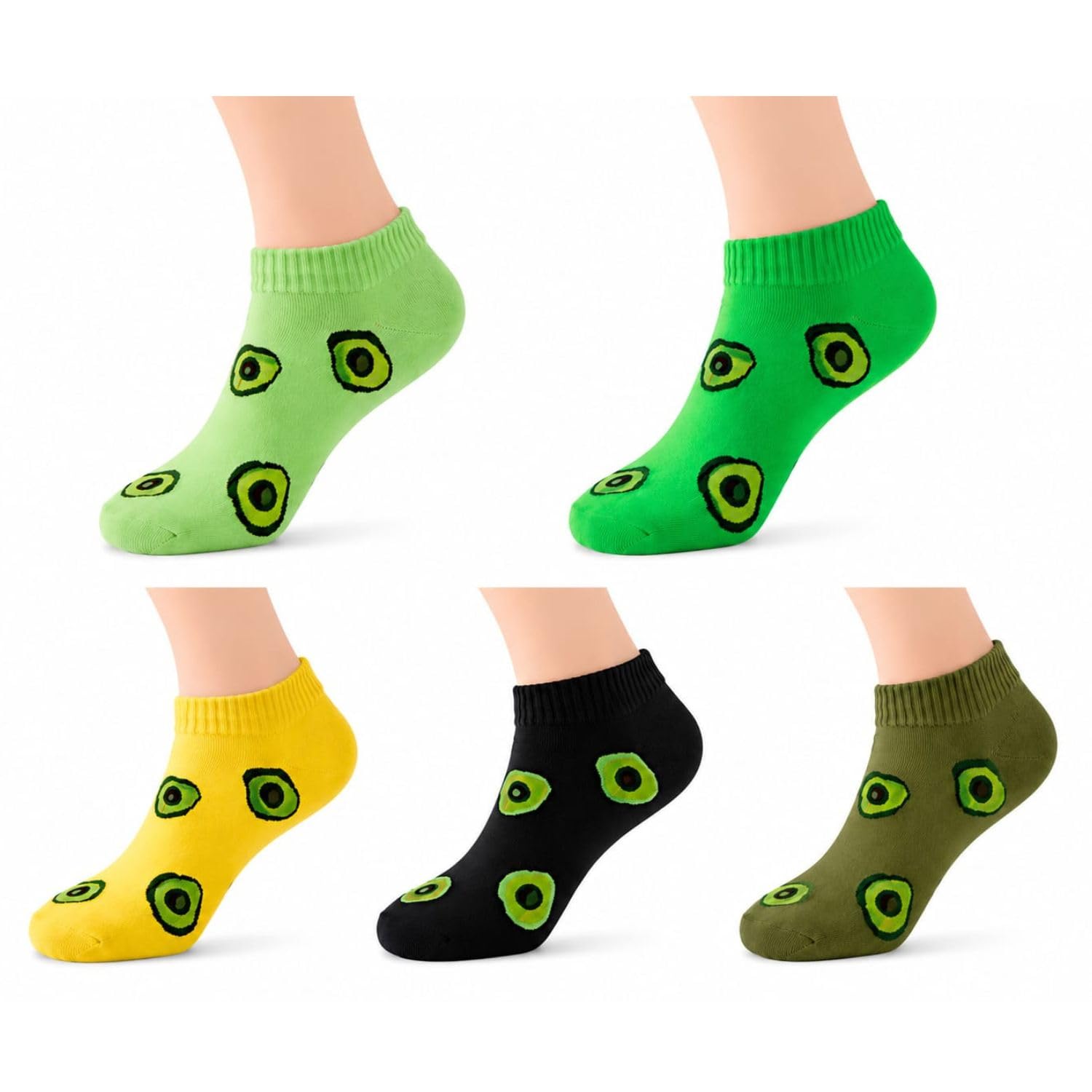 Women's Cotton Ankle Socks - Cute Avocado Print Low Cut Socks Pack of 5 Pairs, Colorful Casual Athletic Novelty Socks for Girls, One Size Fits Most Regular Fit Multi Color-image-14