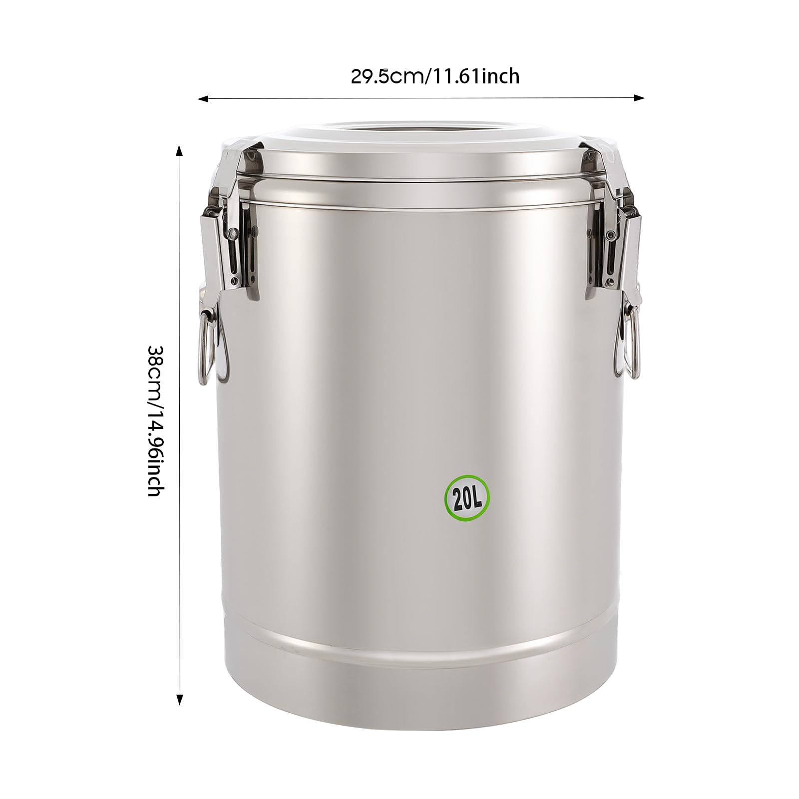 Thermobehälter 20 L Edelstahl Isoliert mit Deckel und Griffen 12 h | Drei Verschlüsse sorgen für sicheren Transport, ideal für Restaurants, Hotels, Kantinen und Veranstaltungen