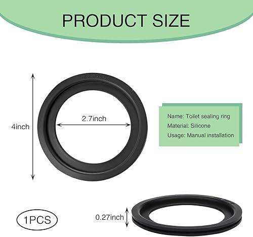 Miniatura 2 de Pack-1 Anillo de sello de inodoro para automóvil, anillo de inodoro de silicona, kit de juntas impermeables de 4 x 0.27 pulgadas, repuesto de anillo
