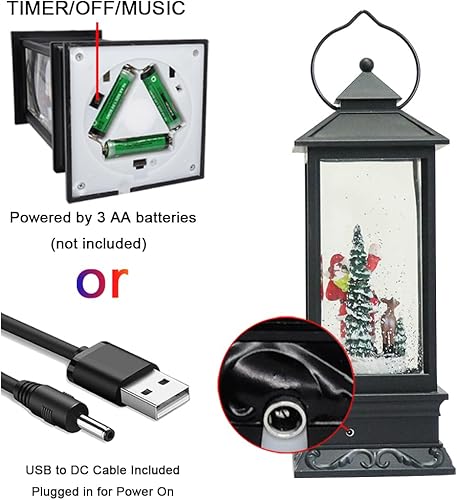 Miniatura 63 de Eldnacele - Linterna navideña musical, de globo, operada con baterías Muñeco de nieve