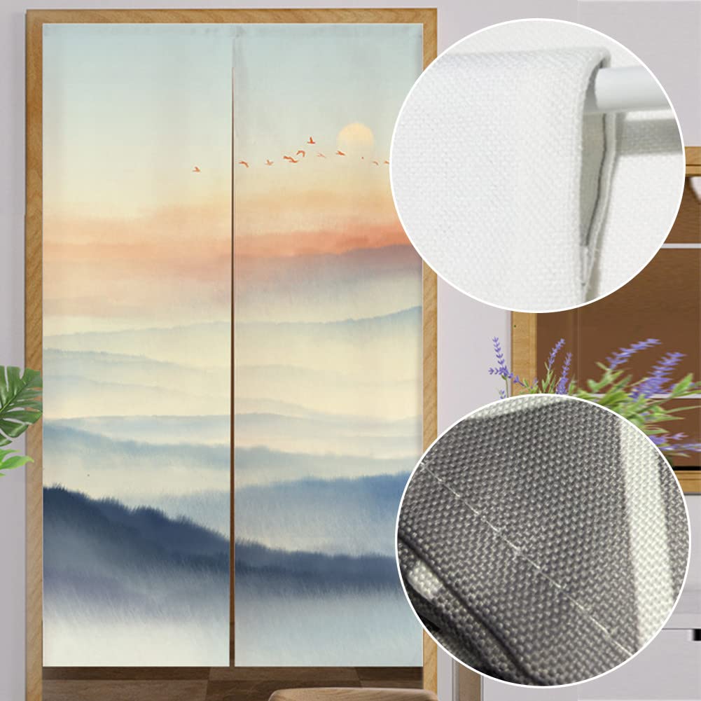 LIGICKY Noren - Cortina Larga Japonesa Para Puerta De Puerta, Para Decoración Del Hogar, Color Azul Marino, 33.5 X 59 Pulgadas (noche De Luna De