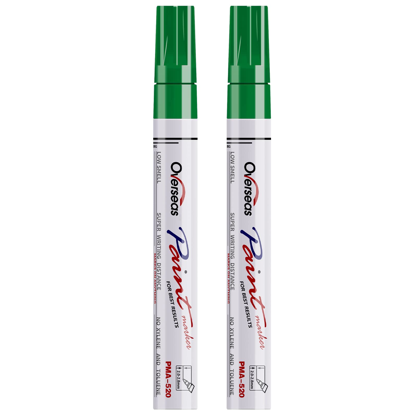 Photo 1 of Overseas Permanent Paint Pens Green Markers - 2 Pack Single color Oil Based Paint Markers, Medium Tip, Quick Drying and Waterproof Marker Pen for Metal, Rock Painting, Wood, Plastic, Canvas, Mugs