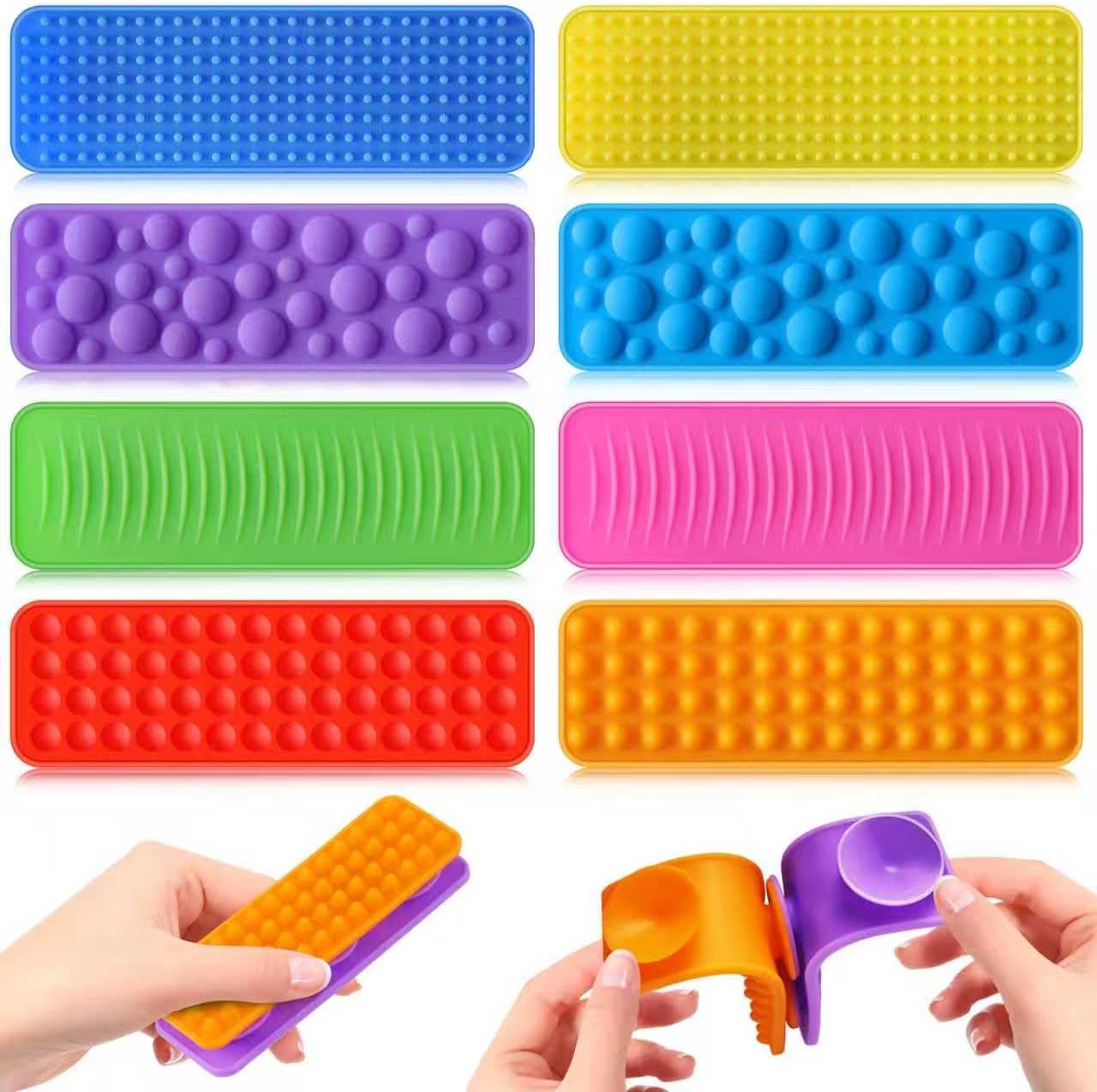 8 Packs Sensory Fidget Toys Kids Adults, Textured Suction Toys for Autism Kids Calming,Sensory Stickers for Anxiety Relief,Fidget Strips for Classroom Office- Travel Toys Road Trip Essential