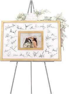 Blustrio Wedding Guest Book Alternative, Guestbook Wedding Reception, Wedding Decorations, 12.6" x 17" Framed and Hangable for Wedding/Baby Show/Graduation/Retirement