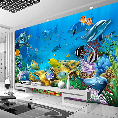 Tapeta Podwodna Ryba Ściana 3D Tapety Fototapety Fototapety 3D Niestandardowy Gigantyczny Plakat Ścienny 3D Do Salonu lub Sypialni 250 cm × 175 cm (szer. x wys.)