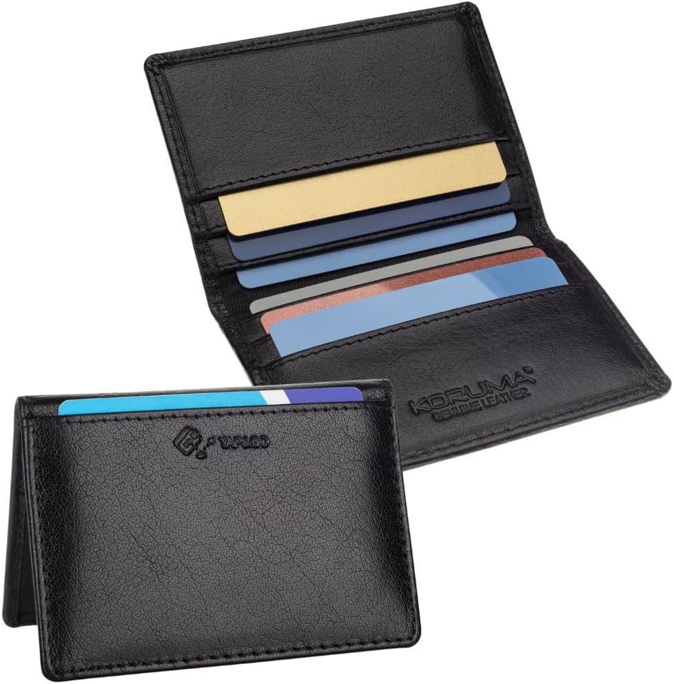 Credit Cards Holder Men, RFID Wallet for Men, Genuine Leather Men's Wallets, Card Cases for Travelcard Wallet with Tap&Go Pocket