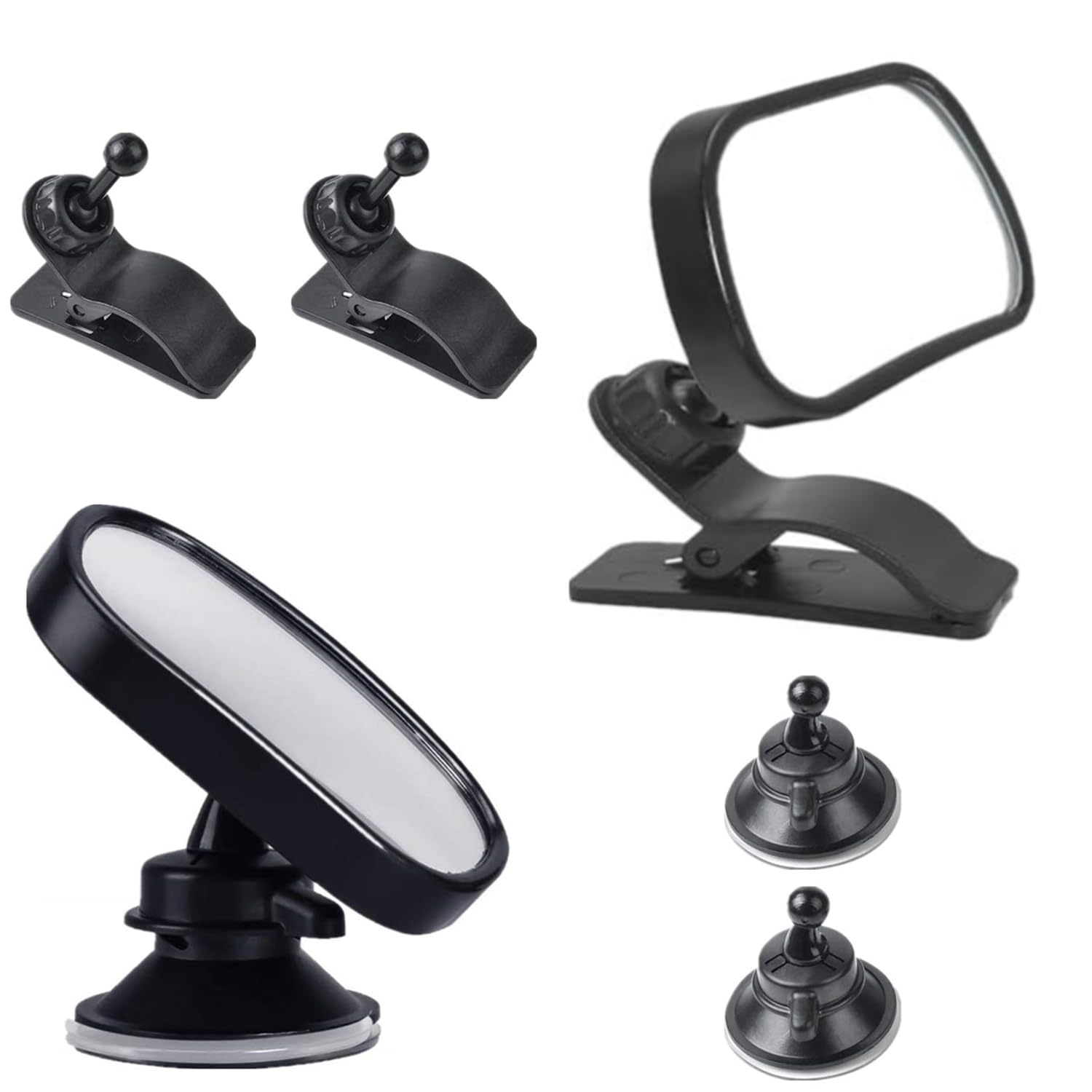 Specchietto Retrovisore Per Bambini Auto - Regolabile 360° Con Ventosa Per Parabrezza, Nero - Foto 7