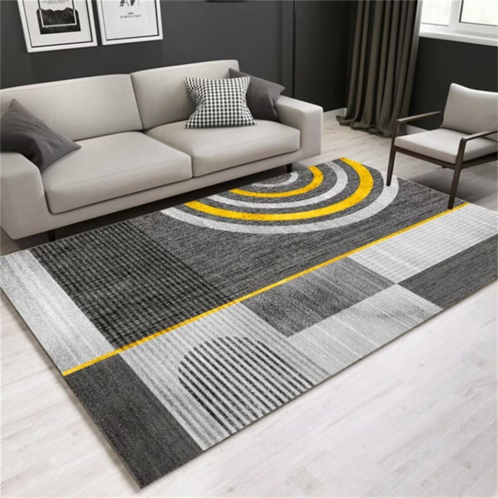 Tapis jaune gris 80x200 isolation phonique parfaite pour chambre ado garçon