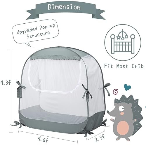 Miniatura 23 de Tienda de campaña desplegable para bebés, red de seguridad para niños pequeños para evitar que el bebé salga, toldo transparente y transpirable para