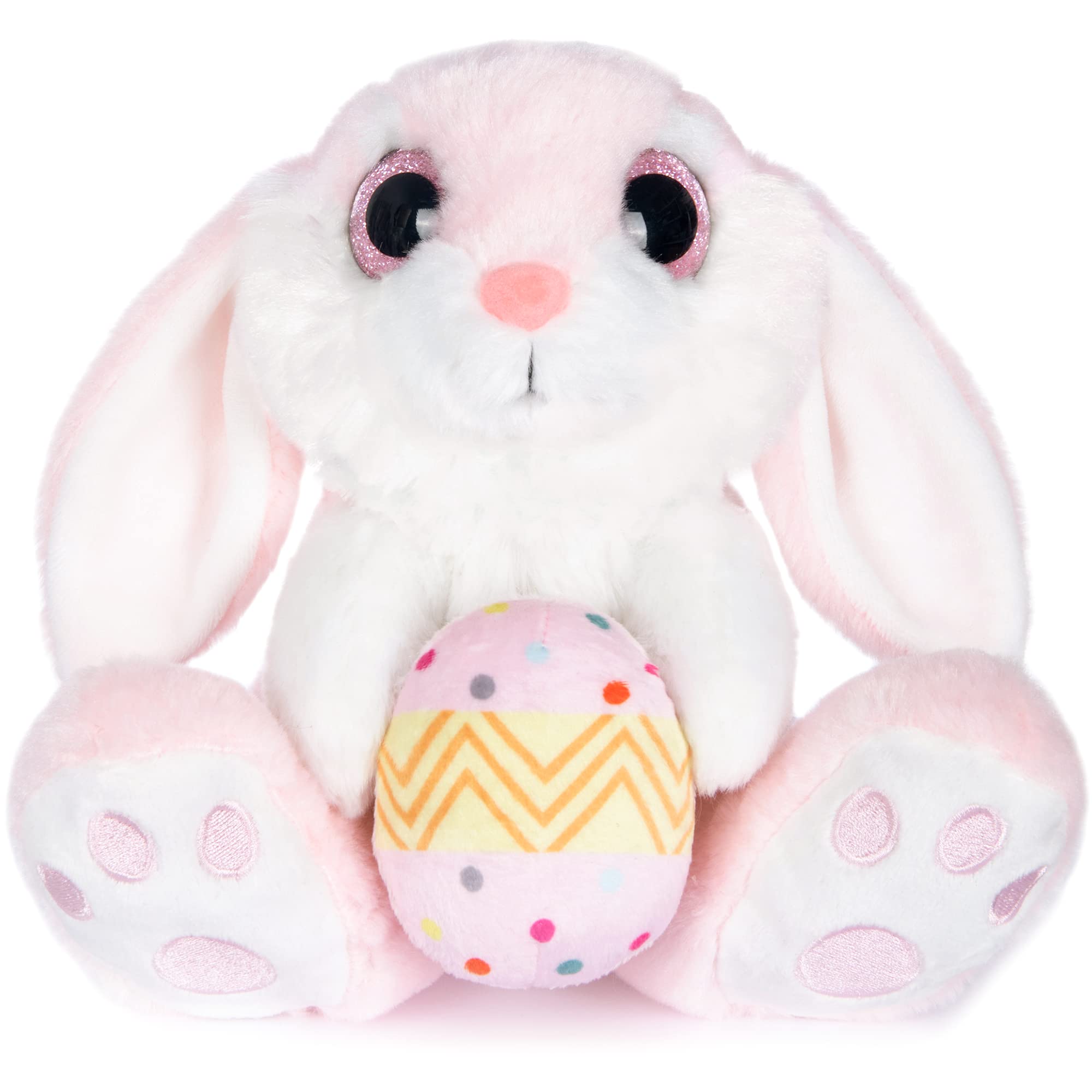 My OLi Easter Rabbit Plush Toy 8.5" Plush Bunny Teddy with Easter Egg Floppy-Eared Sitting Bunny Soft Toy Perfect Bedtime Friend Gifts for Kids Babies Pink