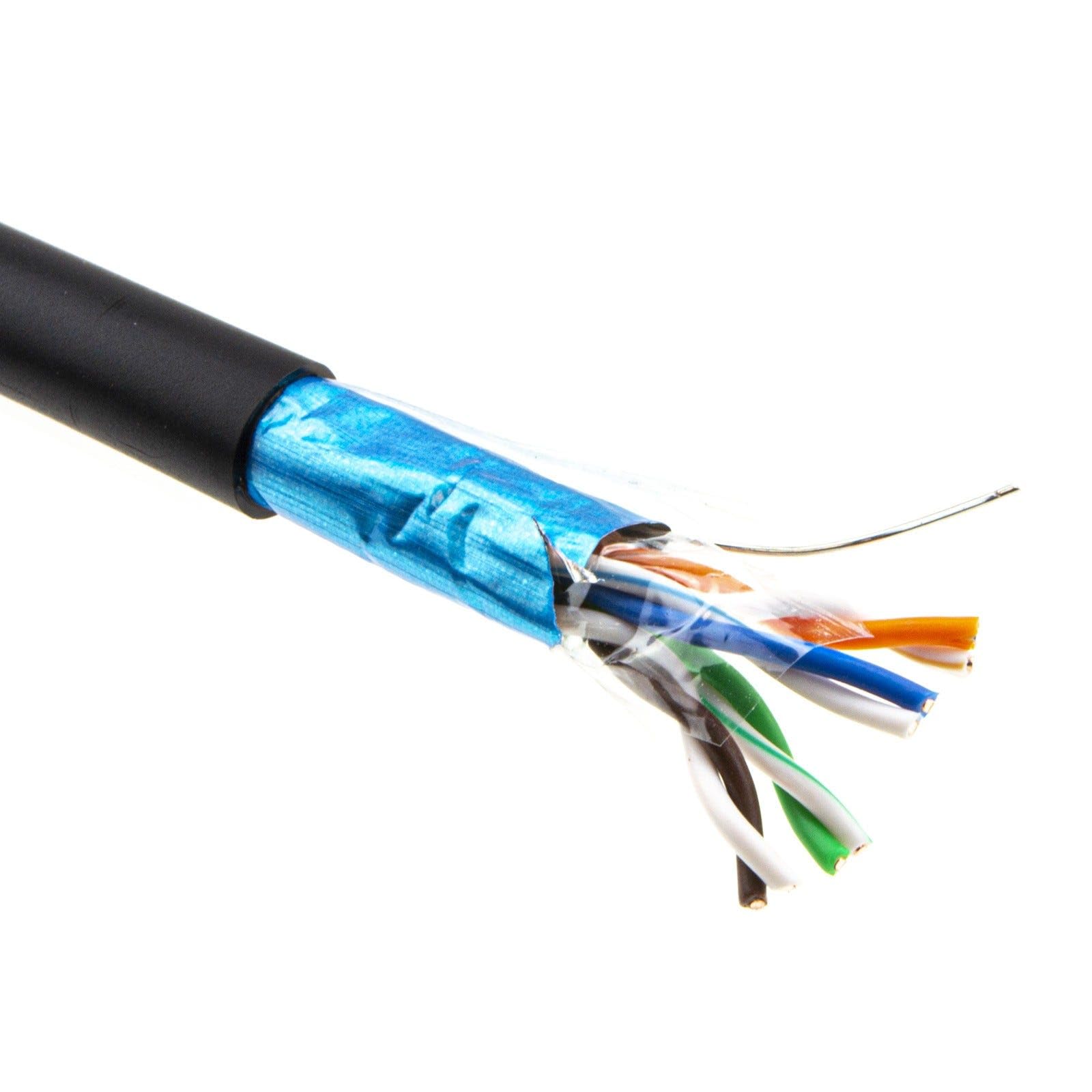 kenable Cable Ethernet Exterior CAT5e Blindado F/UTP Cobre Puro 24AWG Resistente UV Bobina 50m