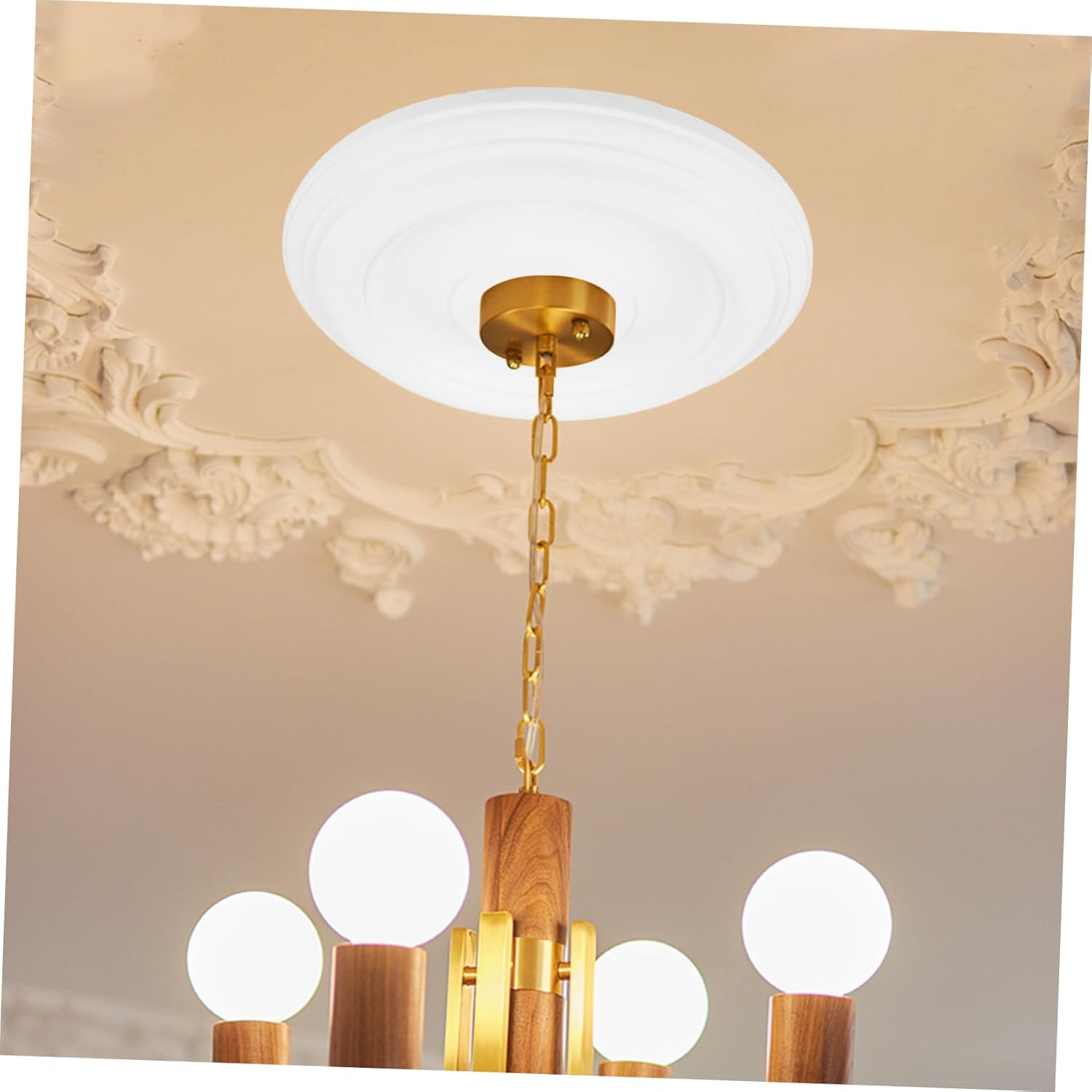 Elegant Pu Ceiling Medallion Decorative Light Medallion for Ceiling Light Fixtures