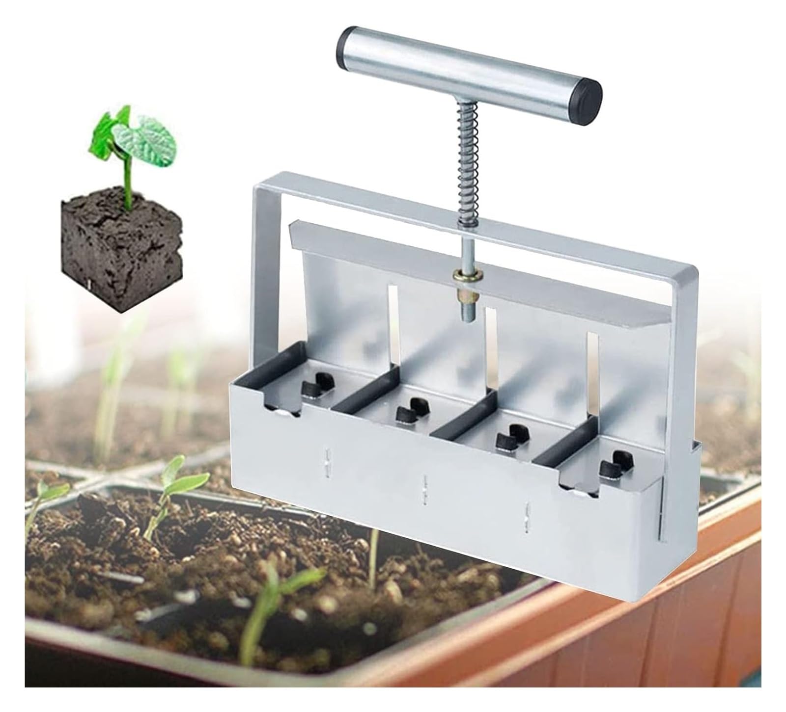 ZHJOPP Manual Soil Block Maker - Mini Handheld Earth Blocker for Seed Starting, Gardening, and Planting for Home Gardeners