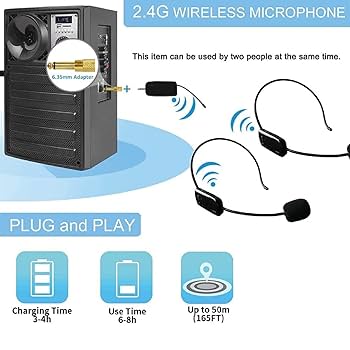 Amazon.com: Wireless Microphone System for 2 People, 2.4G