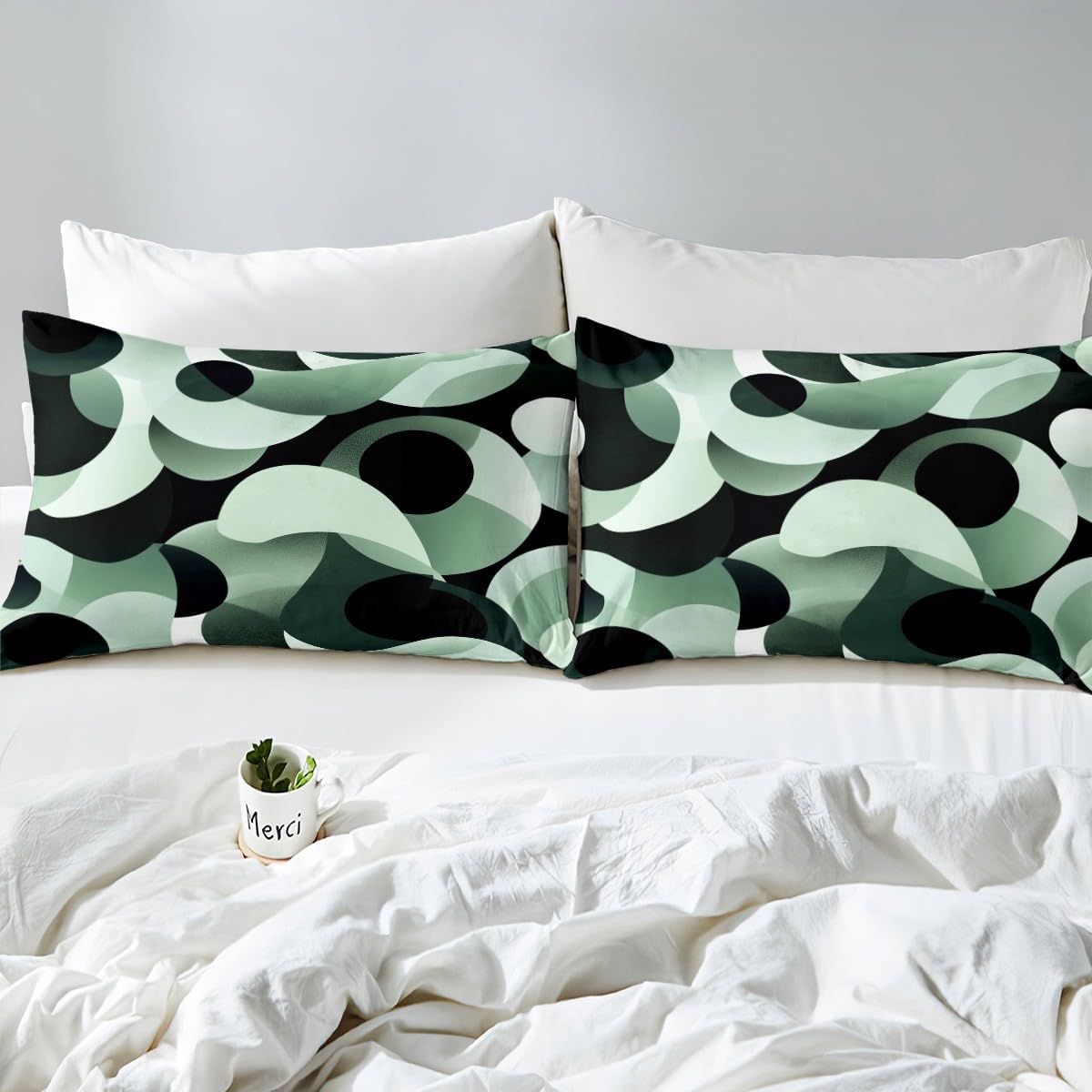 jejeloiu Geometrical Bed Sheets Set Queen Size Retro Circle Geometrical Bed Set for Kids Boys Girls Stripe Line Deep Pocket Fitted Sheet Modern Abstract Art Breathable Soft Lightweight Microfiber