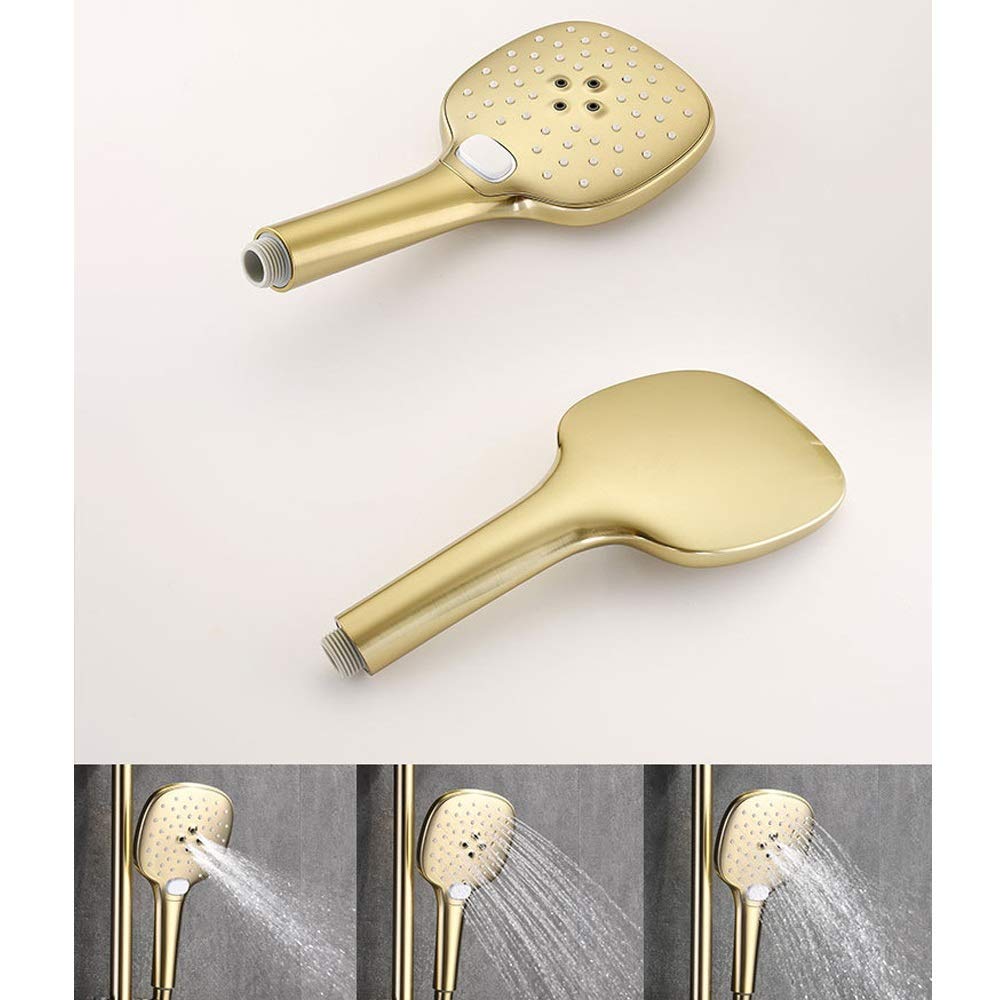 Set Doccia Pieno Metallo Rame Spazzolato Oro Doccia Set 3 Funzione Rotondo Top Spray Booster Ugello Rubinetto Soffioni Fissi Beauty Comes,