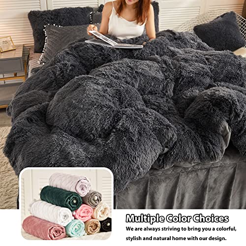 Liferevo 2 Pack Diamond Quilted Velvet Bed Pillowcases, Pom Poms Fringe Decorative Throw Pillow Shams Set Of 2, Soft Bed Pillow Cases Zipper Closure For Teen's Girls Bedroom (Dark Gray, King) #TOP6