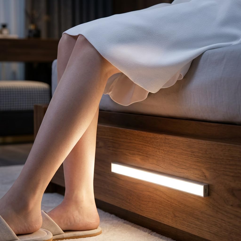 Kit 3 Luminárias LED Em Barra 30cm com Sensor de Movimento, Sem Fio e Recarregável USB - Fixação Magnética para Armário, Cozinha e Escada - Yaires Store
