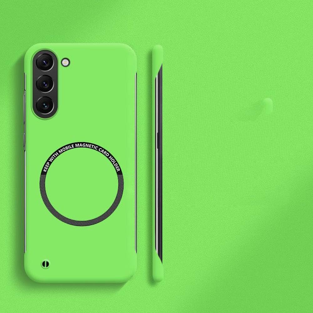 Coque Samsung S25 fine magnétique verte avec dos mat rigide