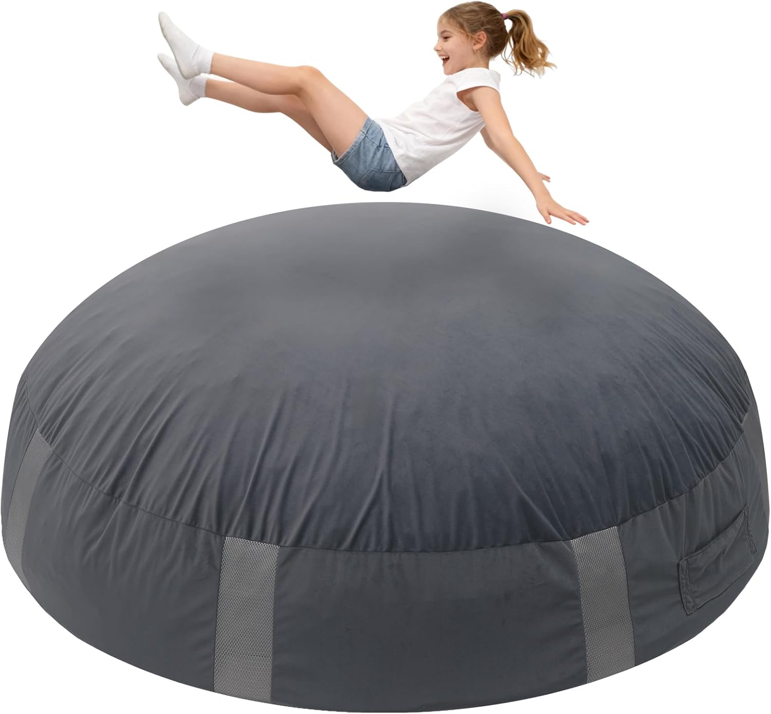 Sensory Pads for Kids Sensory 5'x 5'/ 4'x 3' Gray Mat with Foam Blocks Washable Velvet Cover Sensory Crash Mat for Climbing Gymnastics Sensory Pad for Sensory Tool, Schools, Sensory Therapy