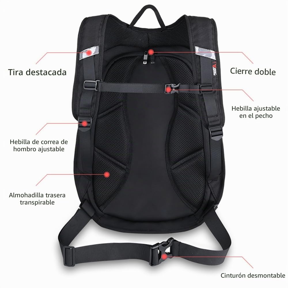 Mochila para motocicleta, impermeable, de fibra de carbono, con carcasa rígida, reflectante, maleta de viaje