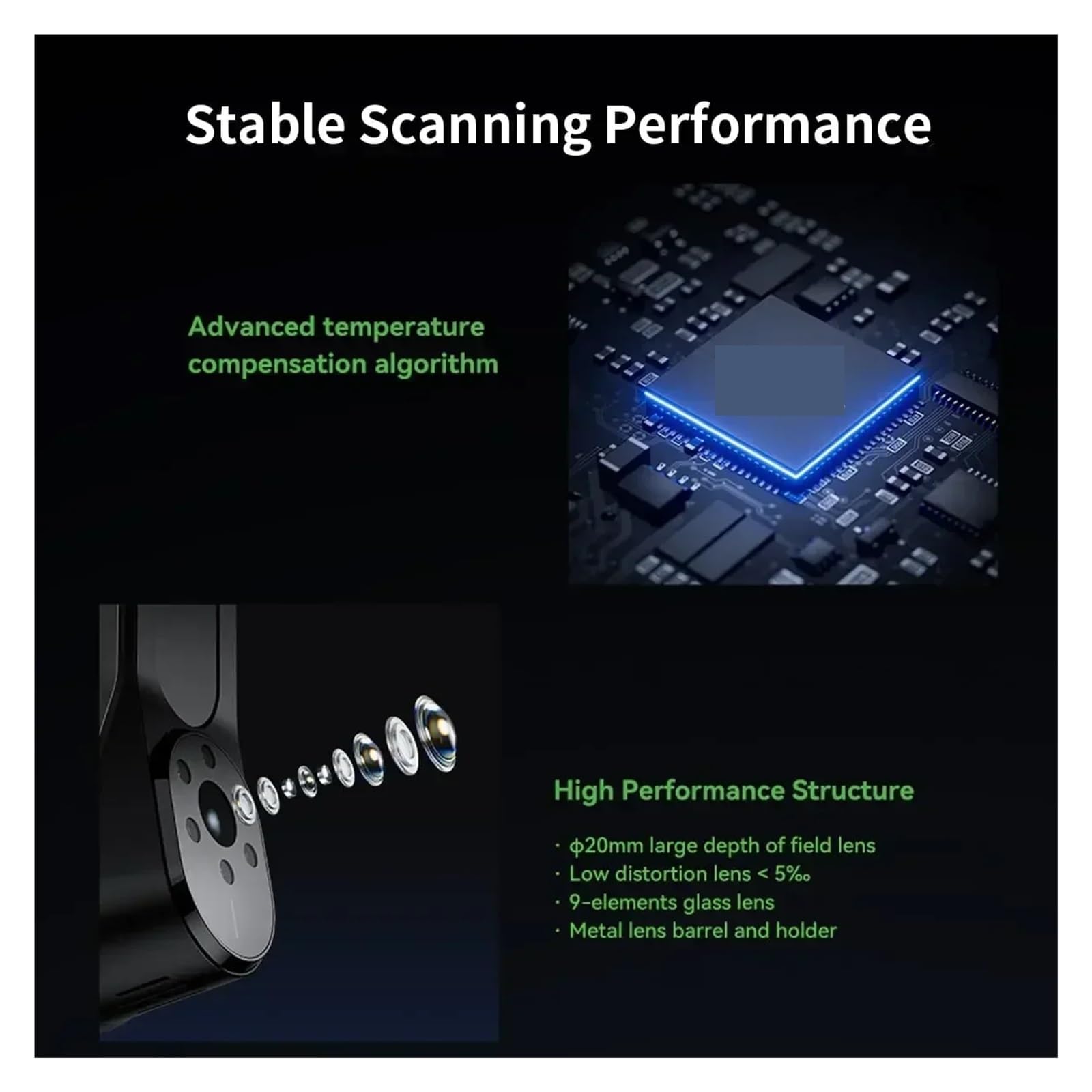 3D-Scanner CR-Scan Raptor, Handscan, 0,02 mm Genauigkeit, 60 fps Scangeschwindigkeit, blaues NIR-Licht, 3D-Druckscanner