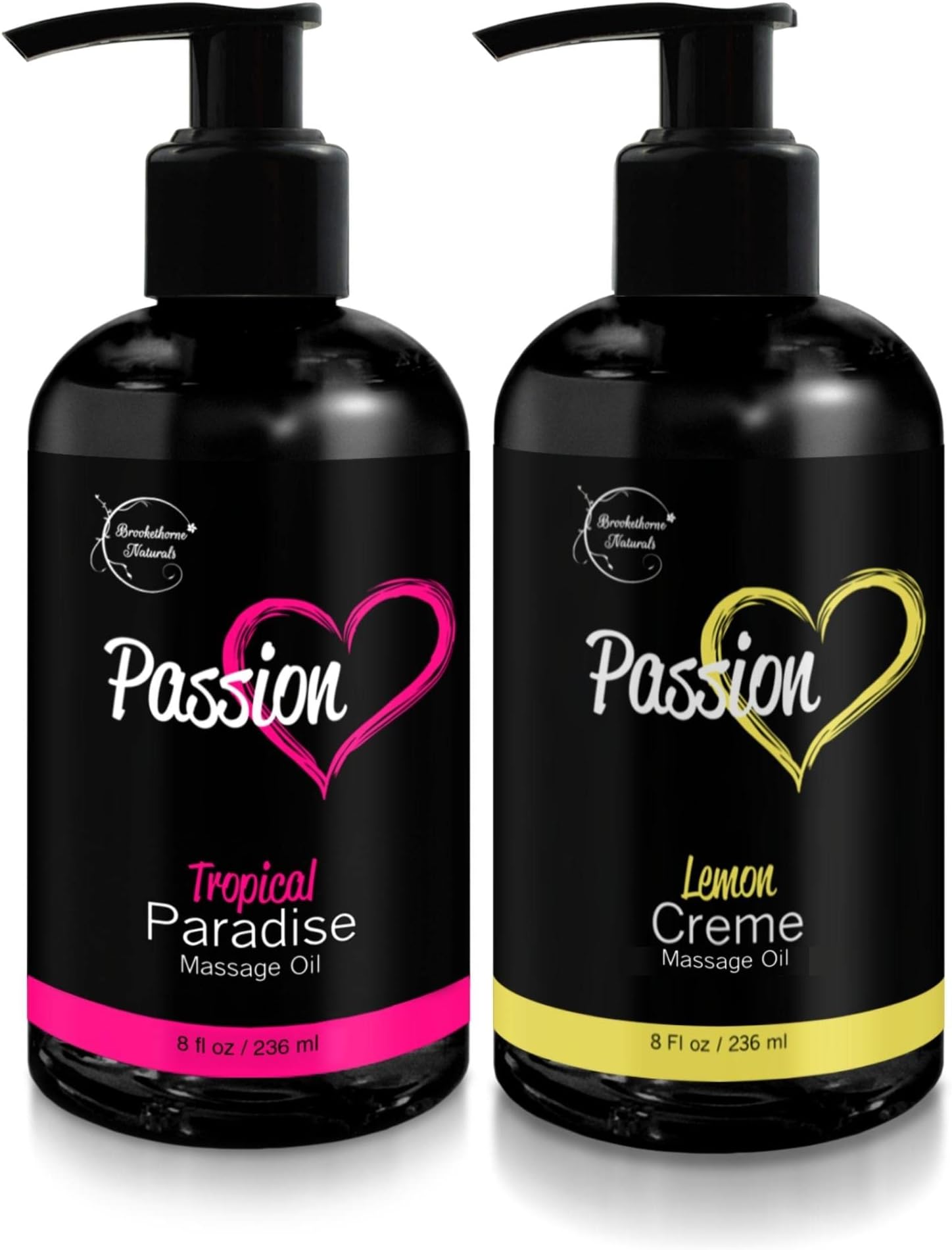 Passion Massage Oil for Couples Set of 2 Massaging Oils Lemon Crème & Tropical