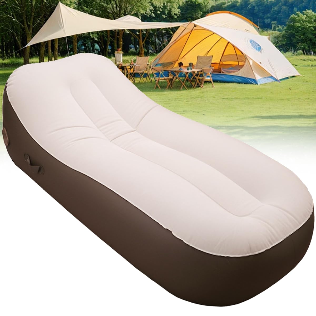 Sofá cama inflable individual y portátil con inflado rápido para invitados
