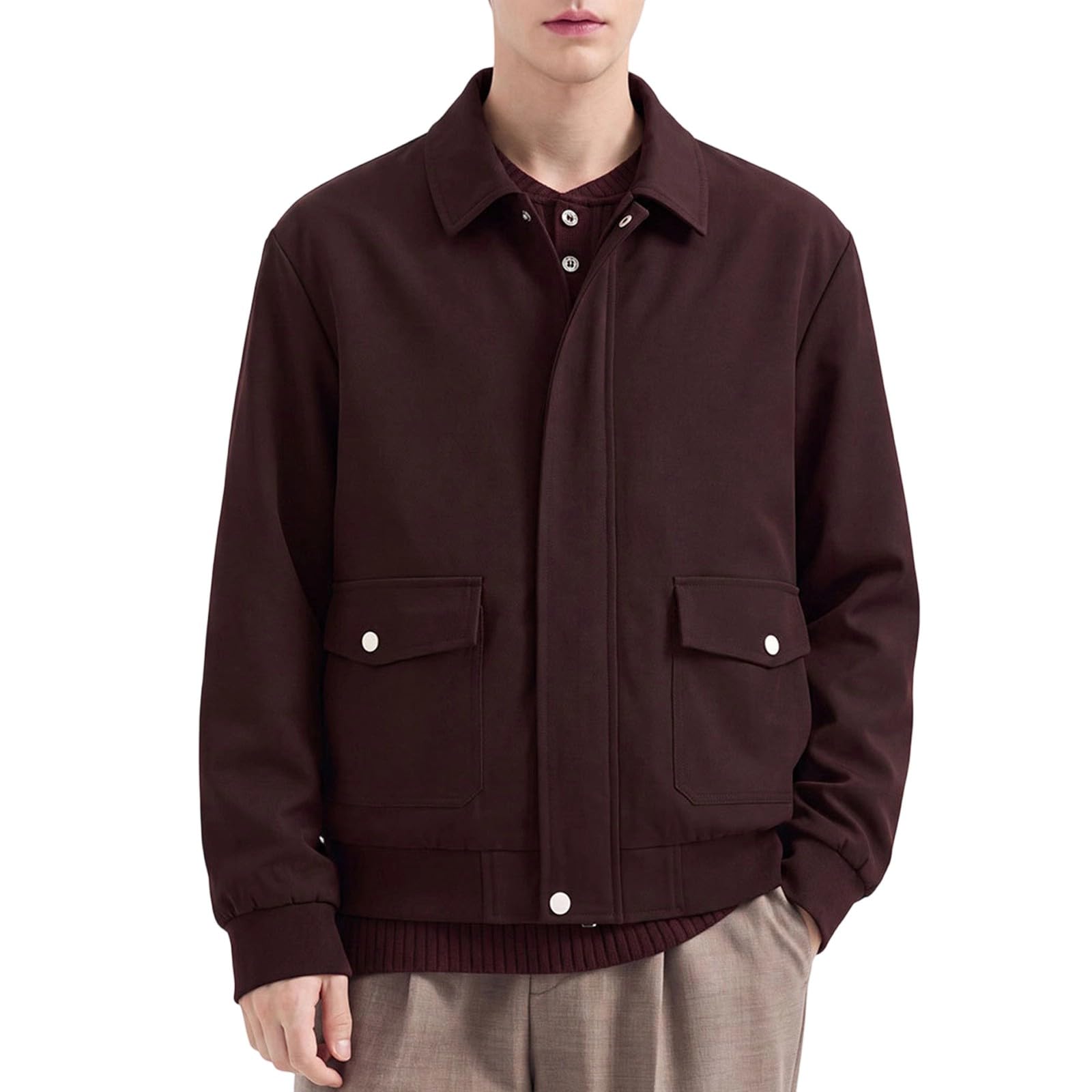Generisch Arbeitsjacke Herren CollegeJacke Bomberjacke Übergangsjacke Mit Reißverschluss Softshelljacke Mit Taschen Freizeitjacke Einfarbig Windbreaker Locker Herrenjacke Herbstjacke