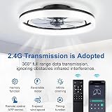 DWDVBL 50CM Modern Ceiling Fans with Lights Reversible Fans with Remote Smart Lighting Timing 6 Speeds Low Profile Ceiling Fan with Light Dimmable LED Fan Light Flush Mount for Bedroom - 3
