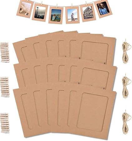 Amazon Co Jp ピクチャーフレーム ペーパーフォトフレーム 紙製 写真整理 写真フレーム 壁掛け おしゃれ クリップ 紐付き 30枚セット ブラウン Diy 工具 ガーデン