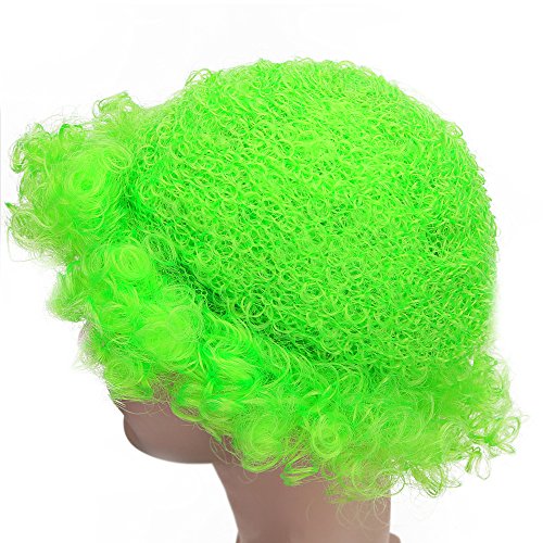 Image of FREE BEAUTY Fluffy Afro Synthetic Clown Wig for Men Women Cosplay Anime Party St. Patrick's Day Christmas Halloween Fancy Funny Wigs (Green)