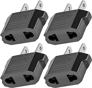 4 Pack of EU European to US/CA Plug Adapter-Type A, Europe Outlet Travel Adapters Universal Power Jack Wall Plug Travel from Europe/Asia to USA/Canada (Black)