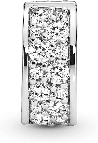 Miniatura 2 de PANDORA Pulsera transparente con clip de pavé con dije de momentos – Impresionante joyería para mujer – Regalo para mujer – Hecho con plata de ley y
