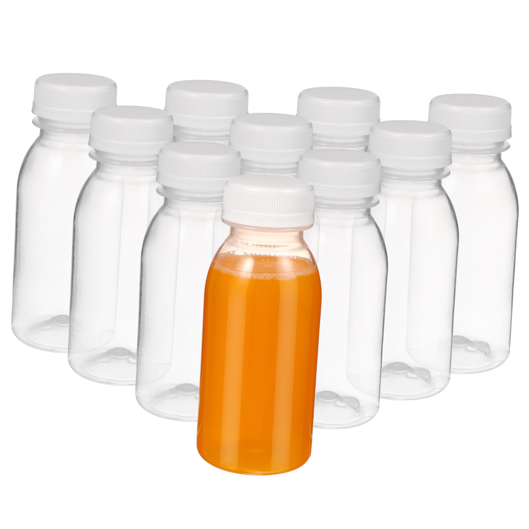GOOHOCHY 10pcs Transparent Pet Beverage Bottles Lids Practical Milk and Juice Containers for and Reuse for Daily Life and Use