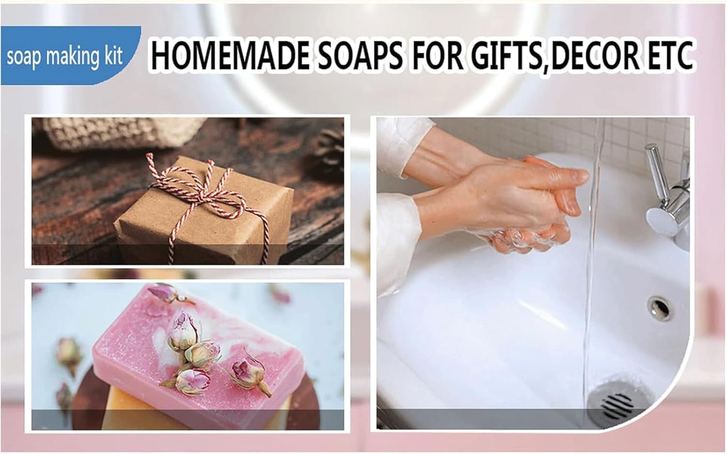 HSHIN Soap Making kit for soap Making, DIY soap Making kit Includes soap Melter, 4 lbs soap Base, Pigment Colors and Essential Oils, Silicone Bread Mold, Cutting kit, Gift Box Packaging