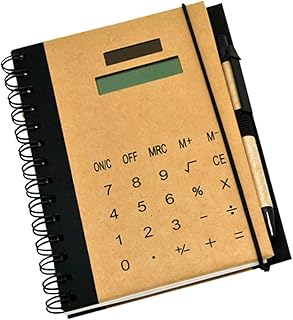 MAGICLULU 2pcs Calculator Notebook Business Notebook Traveler's Notebook Office Notebook Blank Notebook Solar Powered Calculator Spiral Notepad Lined Writing Paper Multifunction Kraft Paper