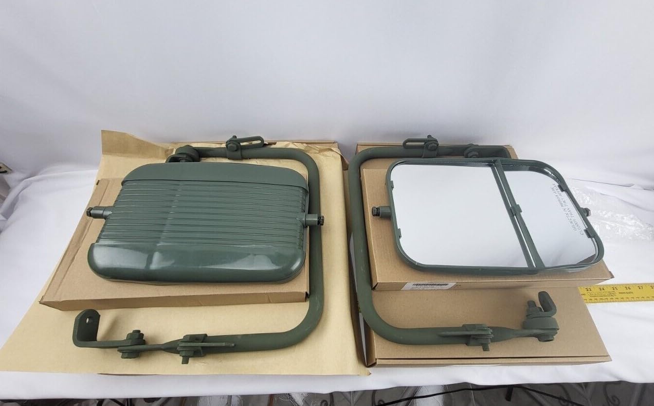 Side Mirror Set Complete With Brackets replacement for H1 HMMWV/Humvee New Green M998 M1124 M1152