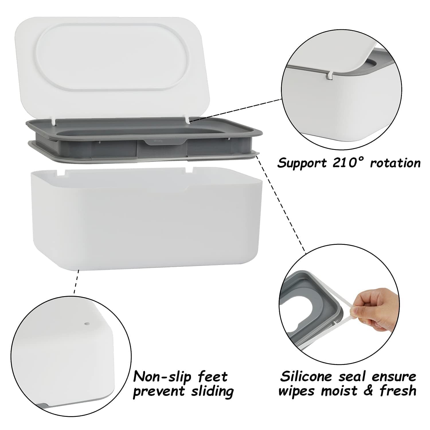 Xeerabdi Wet Wipe Dispenser Baby Napkin Storage Box | Tissue Paper Holder Box Dust-Proof Lid Wet Tissue Box Wet Wipe Case Holder with Lid Keeps Wipes Fresh for Home, Office, Car 1