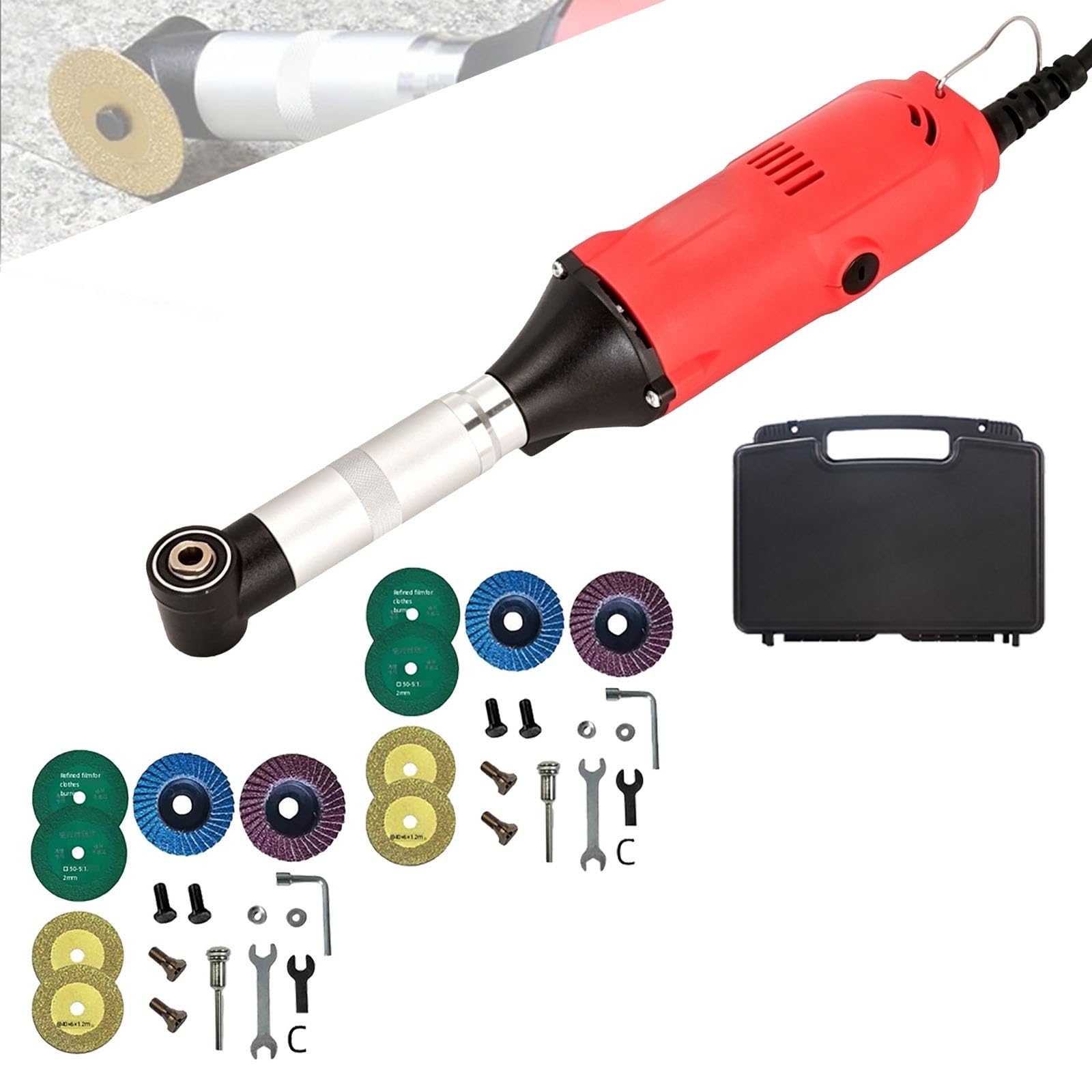 Rsqql One Color Electric Tile Floor Seam Opener Cleaner,6 Speeds Adjustable,350W Pure Copper Motor,15000R/Min,90° Angle Design,For Polishing, Milling, Rust Removal