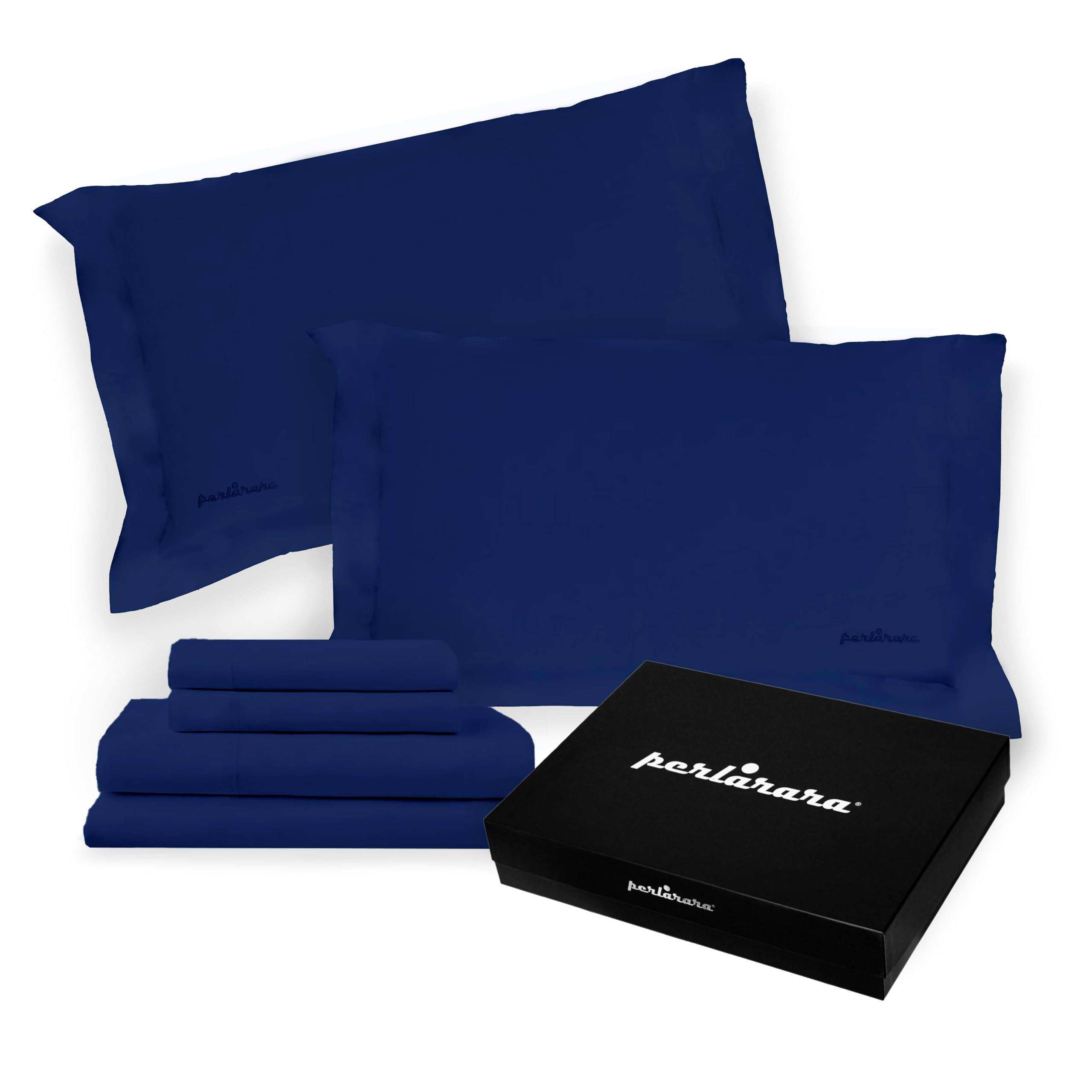 Parure de lit 180x200 complet coton percale haut de gamme royal blue