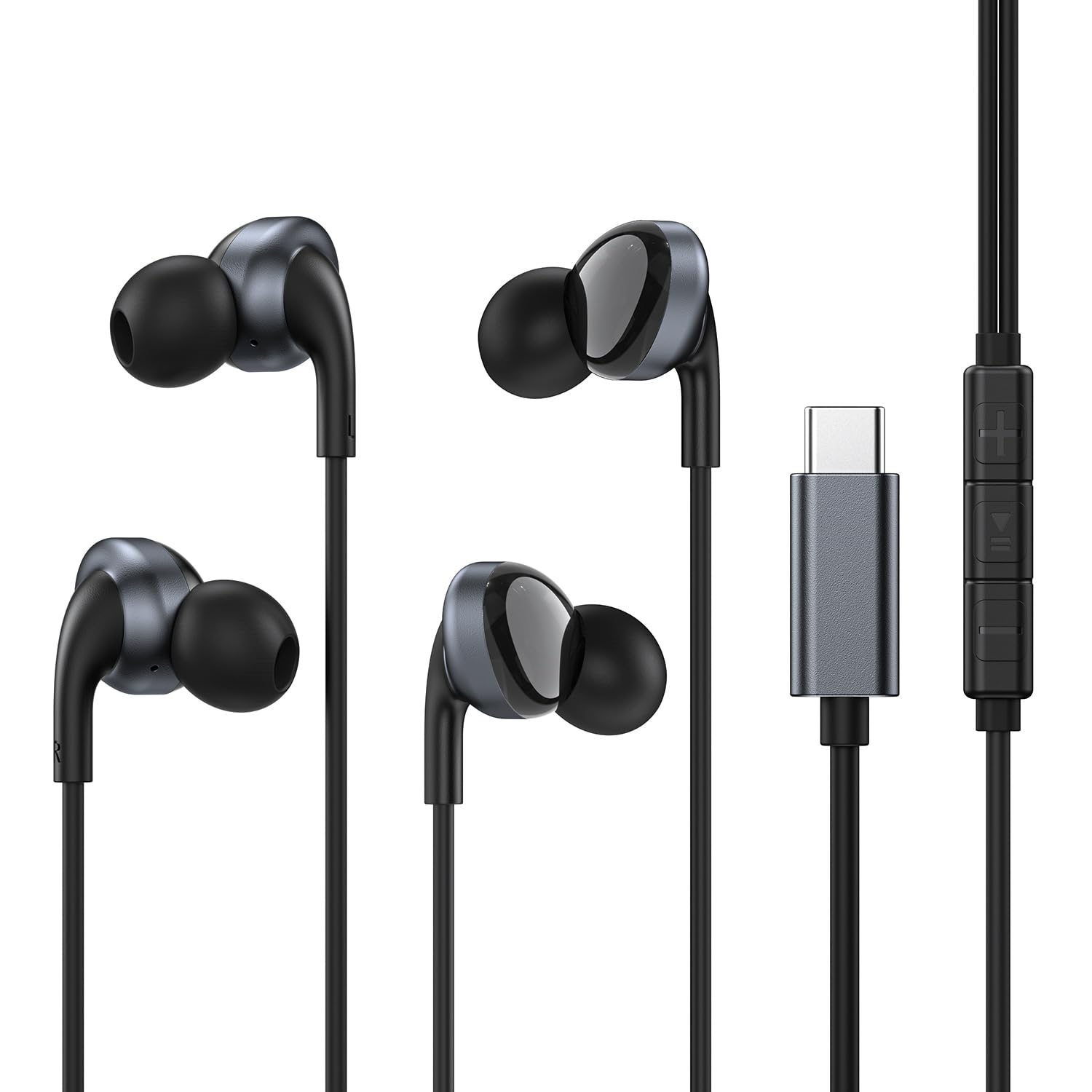 USB C Headphones for Samsung Galaxy S24 Ultra S23 S22 S21 S20 Note 20 10+ Flip Fold A54 A53,2-Pack Type C Earbuds in-Ear Headphones with Mic Volume