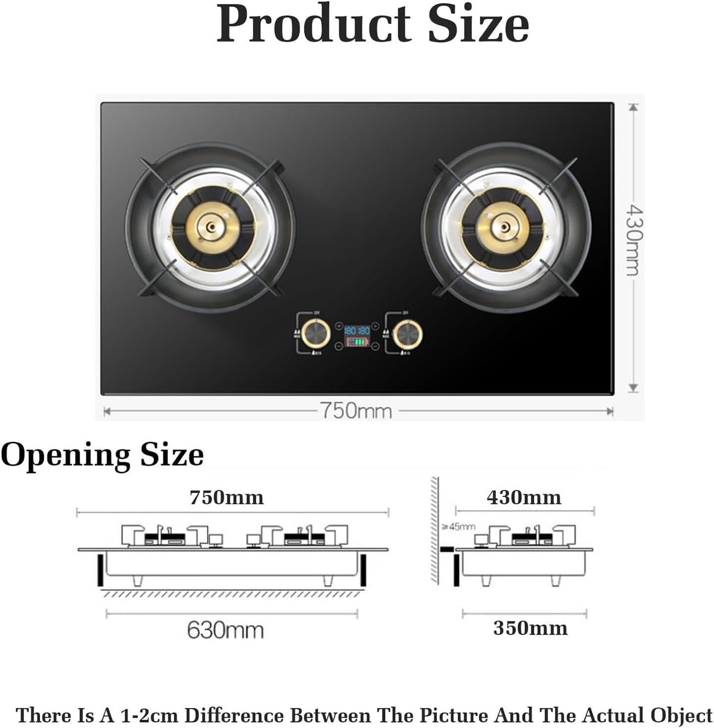 2 Burner Gas Stove, 5.2KW Camping Cooker, Kitchen Counter Top Stove, Tempered Glass Cast Iron Pot Rack, Accidental Flameout Protection Device, for Home Brewing Canning(NG)