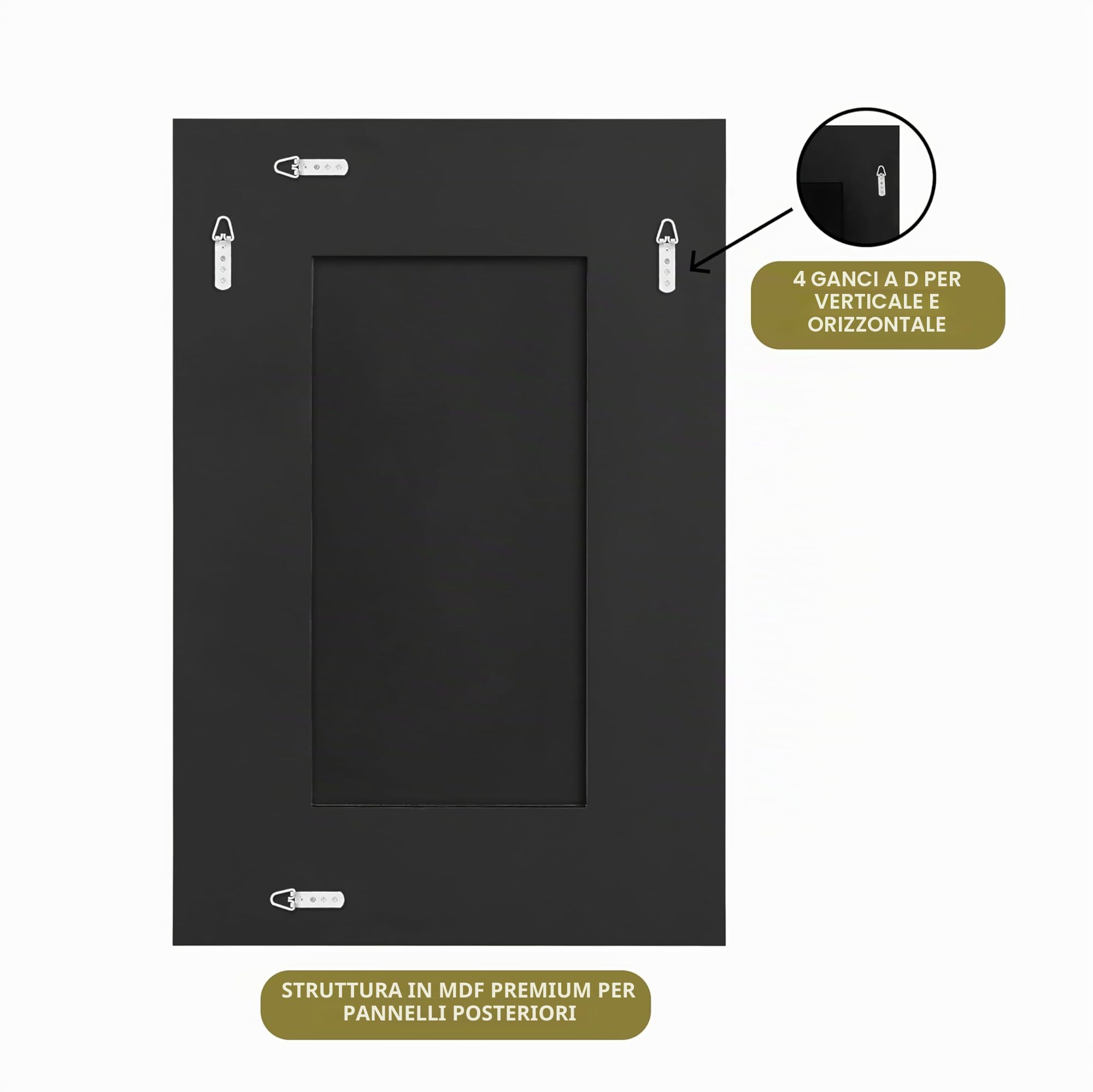 SHYFOY Specchio da Parete Rettangolare | Specchio Decorativo da Parete con Decoro Diamante in Cristallo | Specchio Grande e Lussuoso per Bagno Soggiorno Camera da letto Ingresso | 90 x 60 cm |