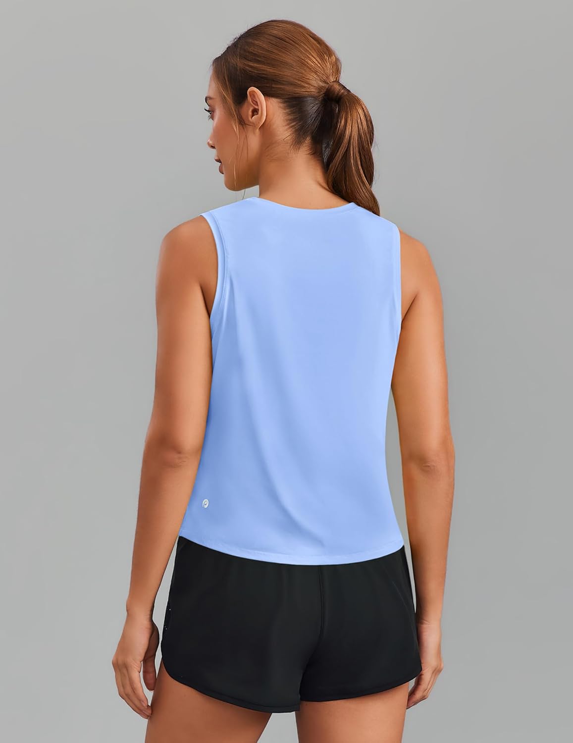 PINSPARK Ice Silk Workout Tank Tops for Women UPF50+ Quick Dry Cropped Tops for Gym Running Pilates Exercise Summer