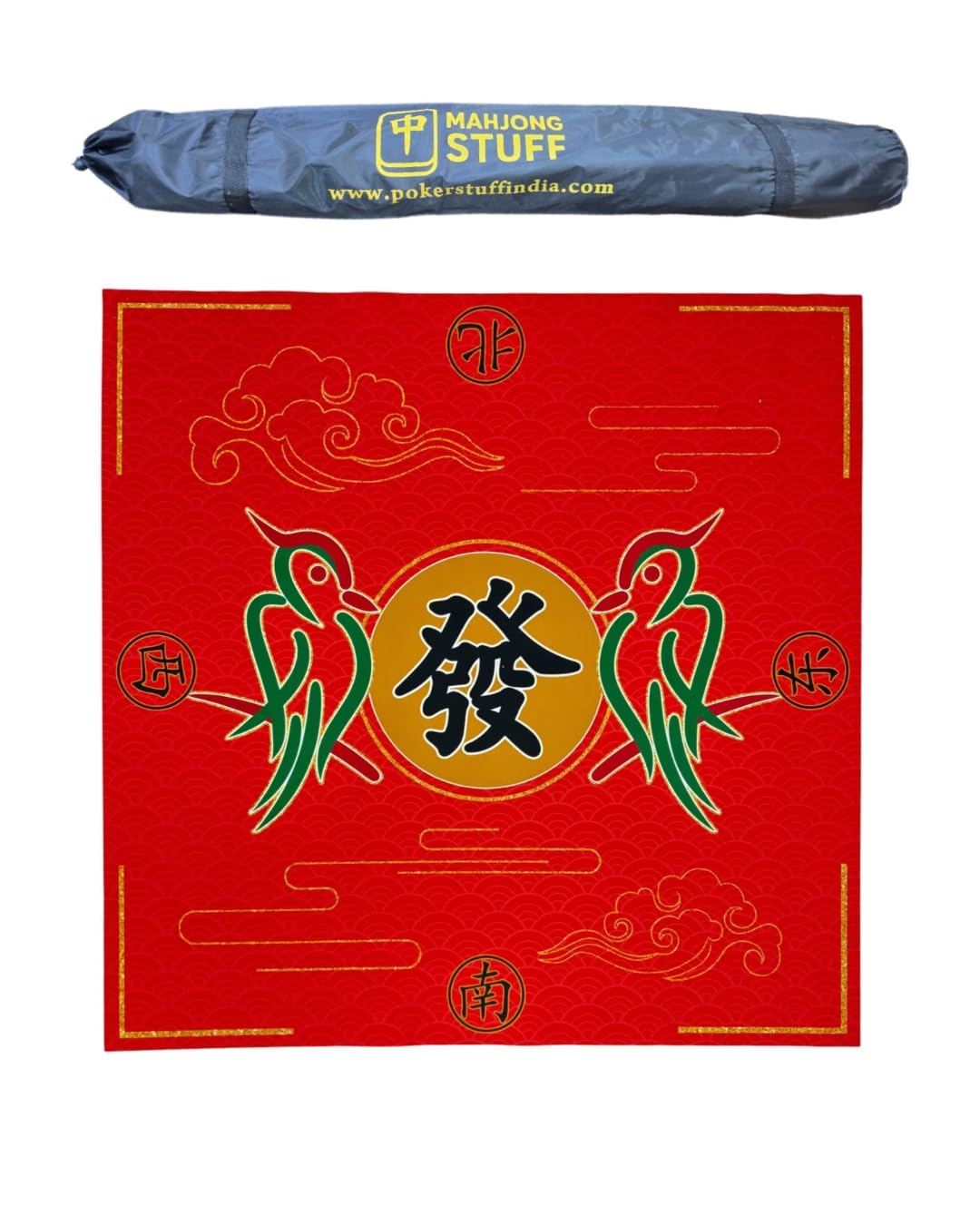 POK3R STUFF INDIA Mahjong Mat M3 | 36 x 36 Inch Velvet Mahjong Game Mat with Anti-Slip Rubber Base | Noise Reducing Table Mat for Mahjong & Board Games (Red) 1