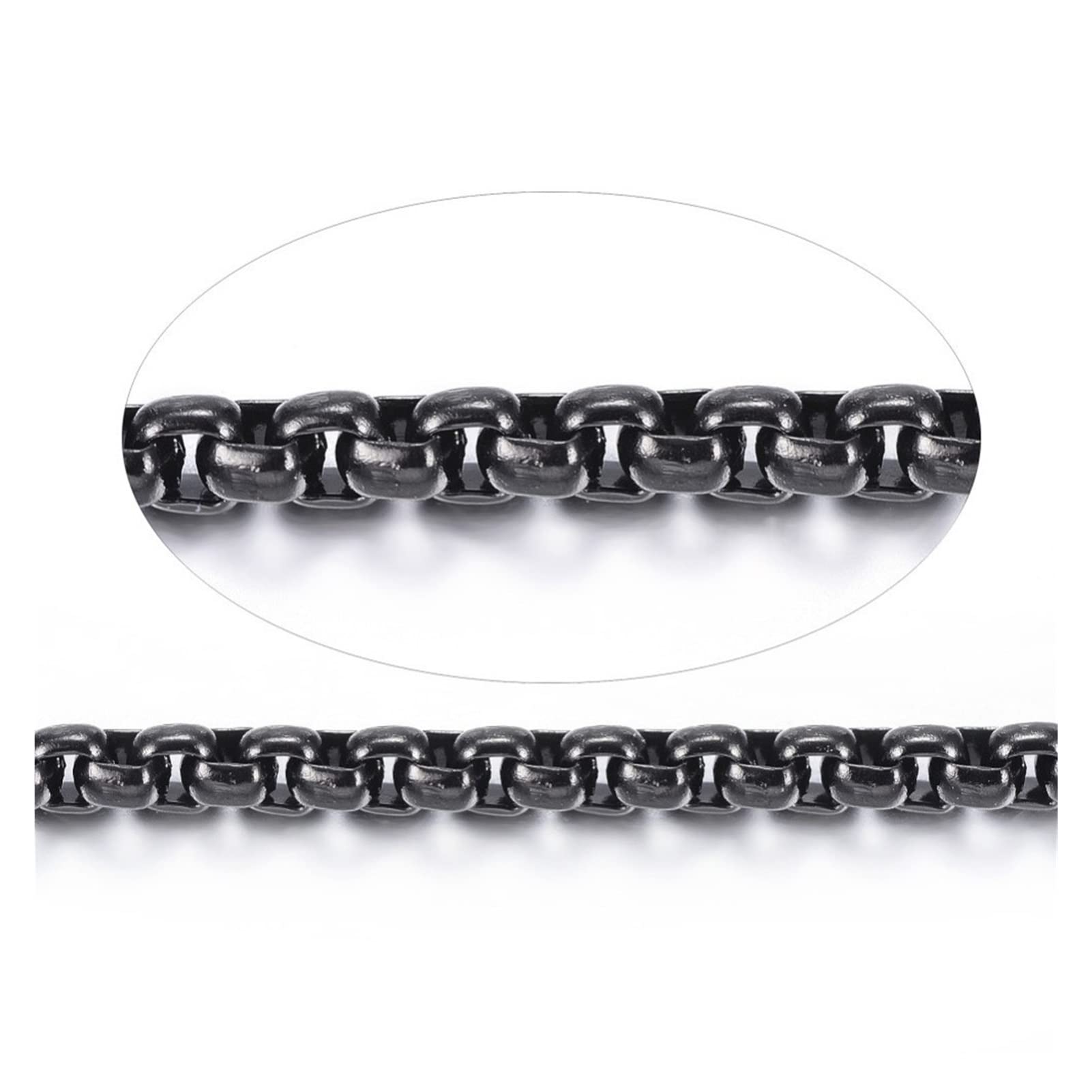 304 Stal nierdzewna Lutowane Łańcuchy do biżuterii majsterkowanie Dokonywanie akcesoriów naszyjnik bransoletowych 2x2x1mm, około 65,61 stóp (20 m) / rolka wanglan(schwarz)